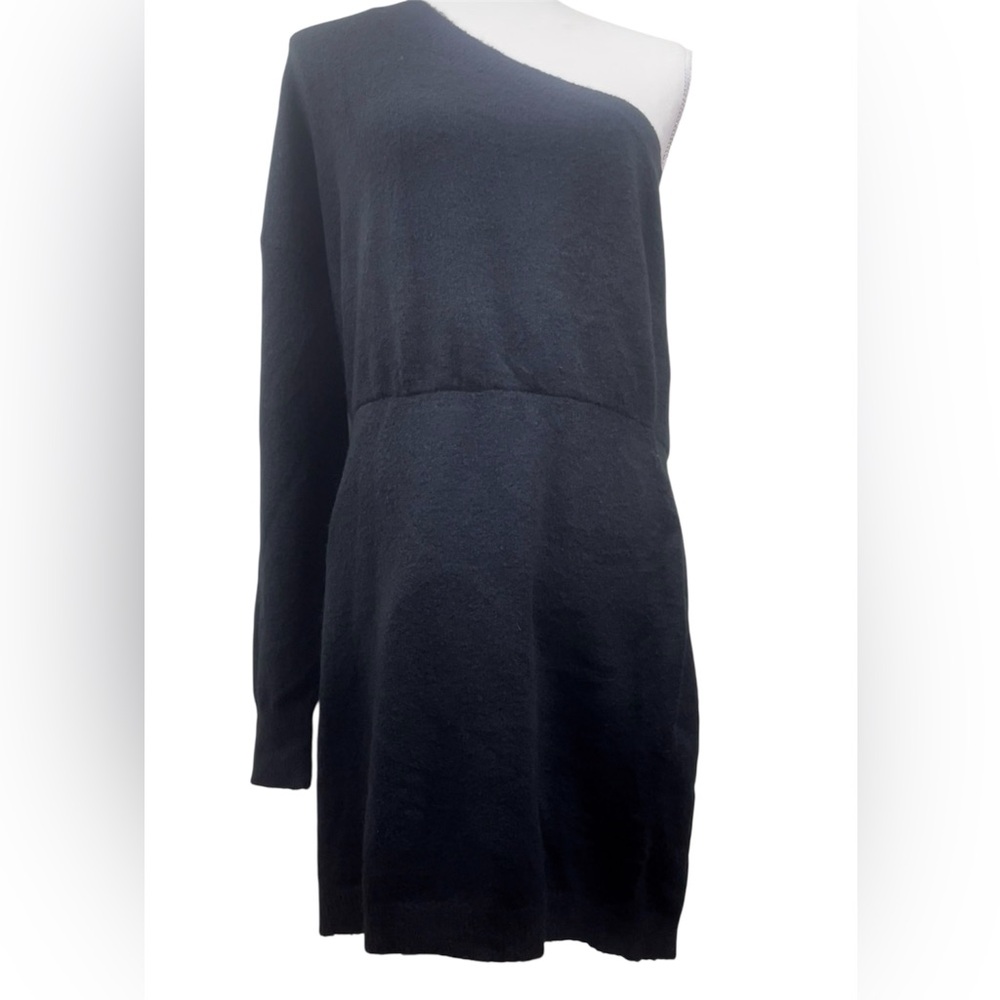 Open Edit Black One Shoulder Sweater Dress Nordstrom Size Large